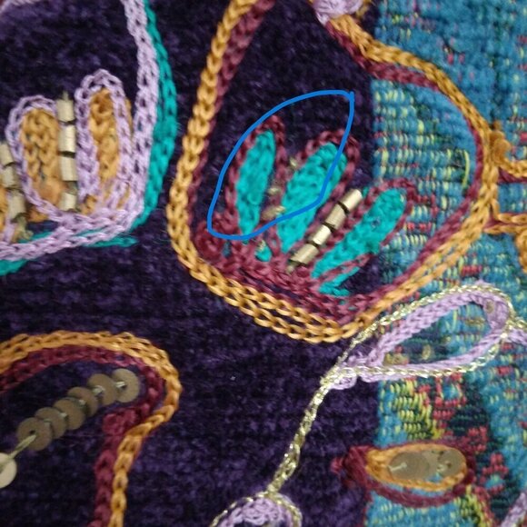 Indigo Moon | Vintage Multi Color Embroidered Tapestry Patchwork Jacket | Size L - Picture 11 of 14
